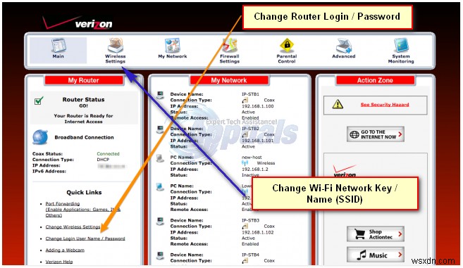 วิธีเปลี่ยนรหัสผ่านผู้ดูแลระบบเราเตอร์ Verizon FIOS 