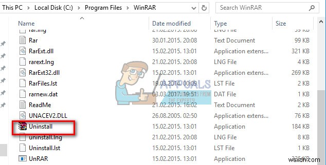 วิธีถอนการติดตั้ง WinRar จาก Windows 7/8/10 