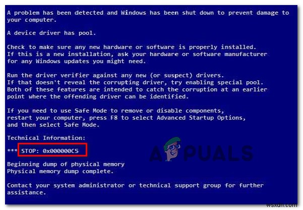 วิธีแก้ไข BSOD Stop Error 0X000000C5 