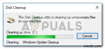 แก้ไข:การล้างข้อมูลบนดิสก์ติดอยู่ที่  Windows Update Cleanup  
