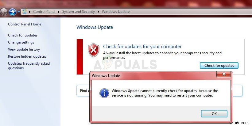 แก้ไข:บริการ Windows Update ไม่ทำงาน 