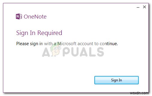 แก้ไข: ต้องลงชื่อเข้าใช้  บน OneNote ใน Windows 7 