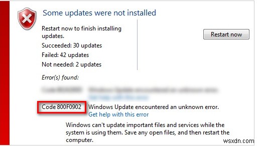 แก้ไข:ข้อผิดพลาดในการอัปเดต Windows 800f0902
