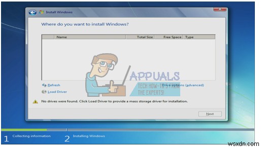 แก้ไข:ไม่พบฮาร์ดไดรฟ์ใน Windows 7 Installer 