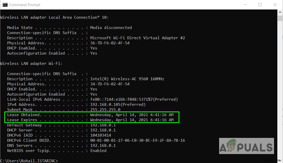 วิธีการเปลี่ยนเวลาเช่า DHCP Windows 10 