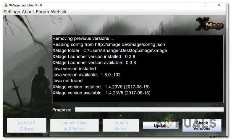 ข้อผิดพลาด  ไม่พบ Java  ใน Xmage บน Windows 10 