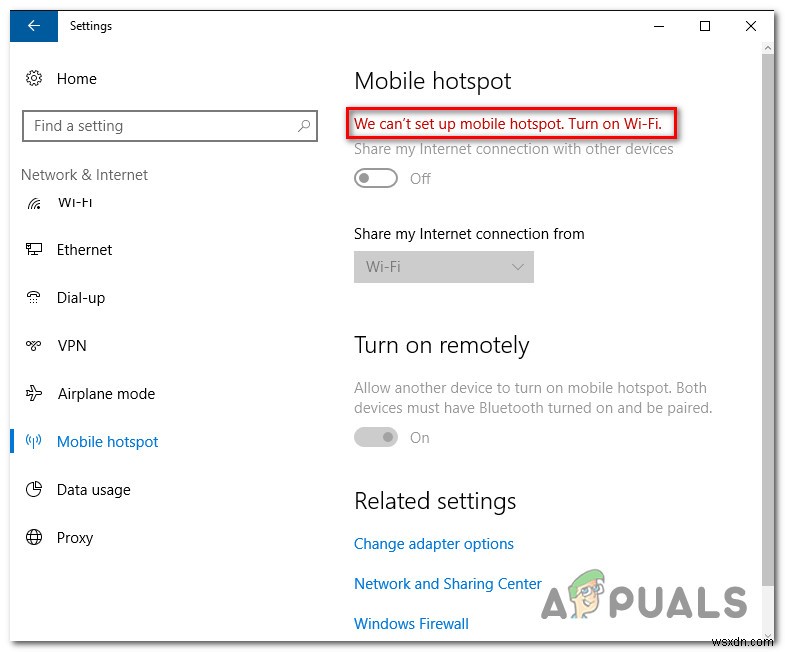 วิธีแก้ไขข้อผิดพลาด  เราไม่สามารถตั้งค่า Mobile Hotspot  บน Windows 10? 