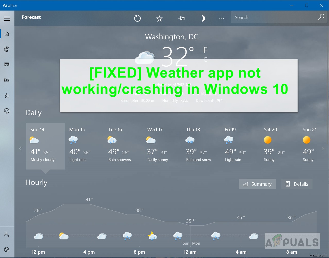 แก้ไข:แอป Weather ไม่ทำงาน / ขัดข้องใน Windows 10 