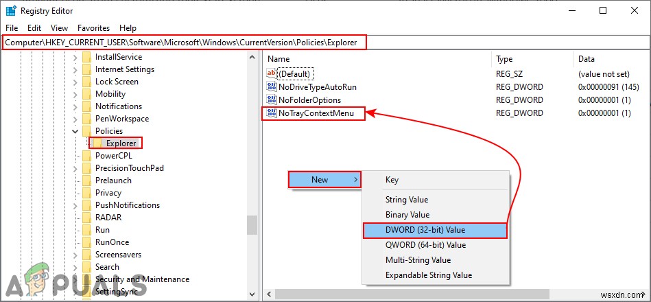 ปิดใช้งานเมนูบริบทใน Windows 10 File Explorer, เมนูเริ่ม &แถบงาน 