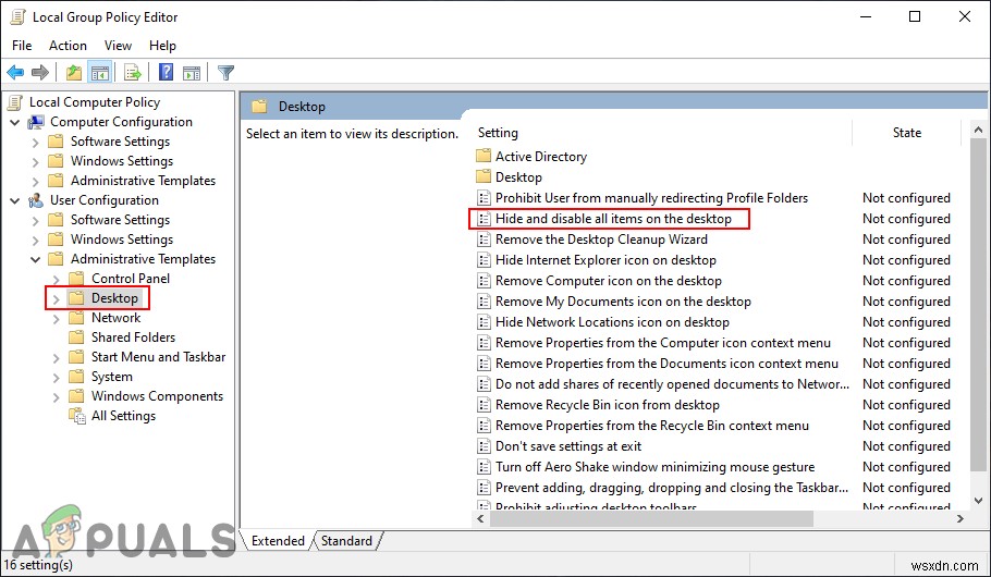 วิธีซ่อนและปิดใช้งานรายการทั้งหมดบนเดสก์ท็อปใน Windows 10 