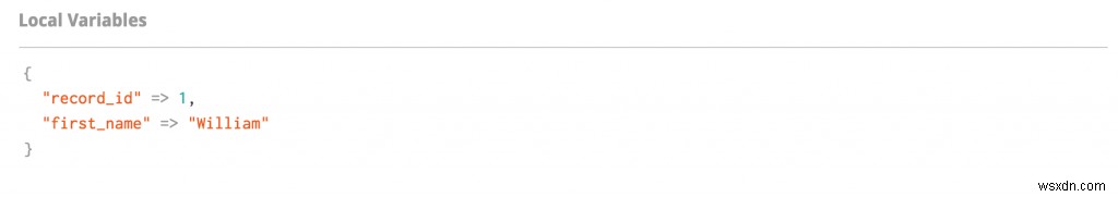 การบันทึกตัวแปรท้องถิ่นและอินสแตนซ์เมื่อมีข้อยกเว้นใน Ruby 