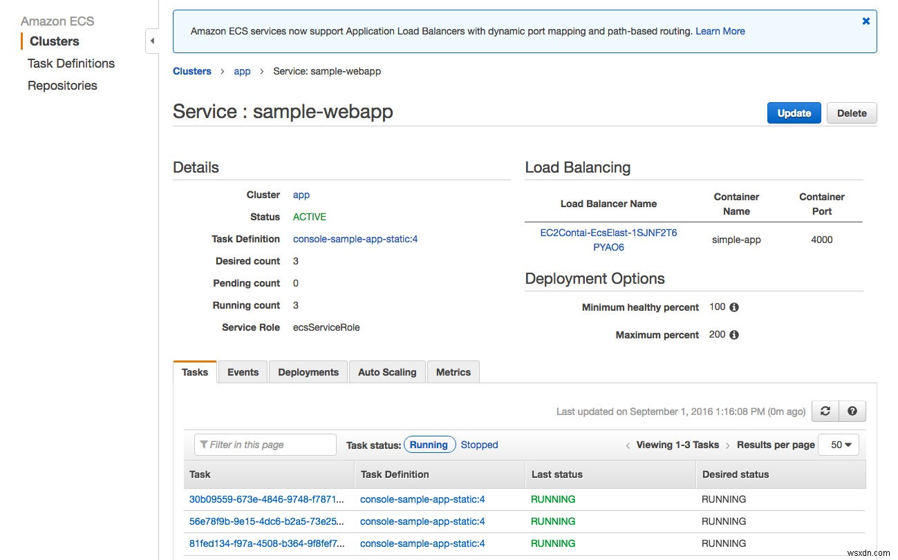 วิธีการปรับใช้แอป Sinatra ใน Docker ไปยัง Amazons EC2 Container Service 