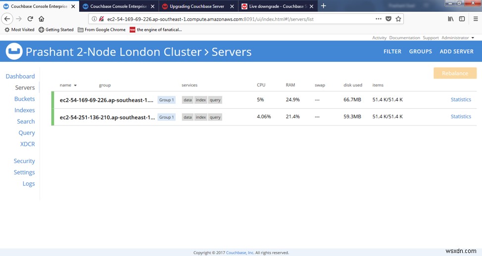 การอัพเกรด Couchbase Server โดยใช้ตัวเลือก failover ที่สง่างาม 