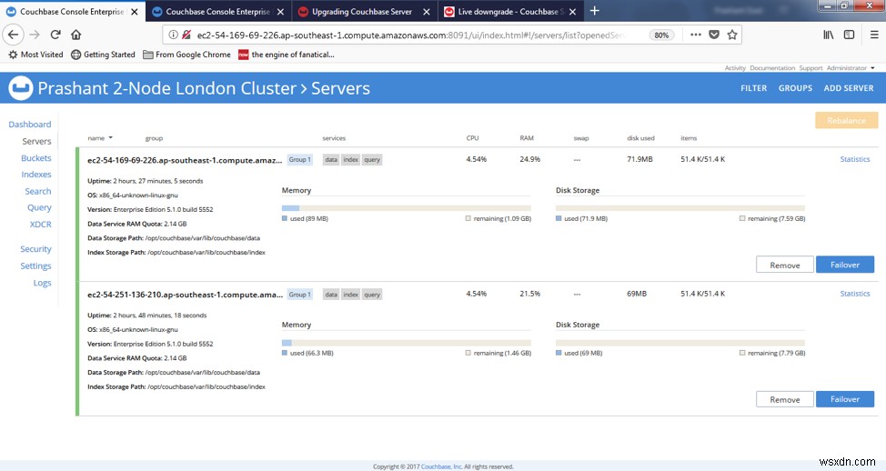 การอัพเกรด Couchbase Server โดยใช้ตัวเลือก failover ที่สง่างาม 