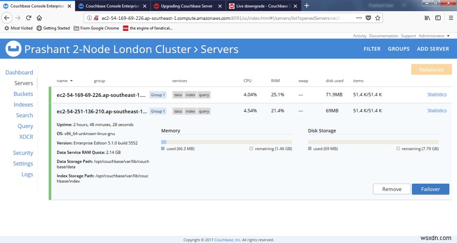 การอัพเกรด Couchbase Server โดยใช้ตัวเลือก failover ที่สง่างาม 