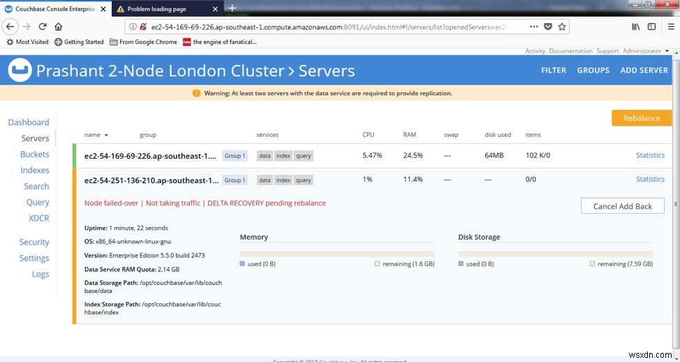 การอัพเกรด Couchbase Server โดยใช้ตัวเลือก failover ที่สง่างาม 