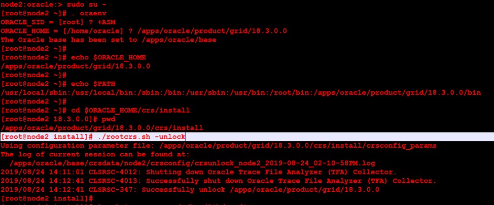 เชื่อมโยงโครงสร้างพื้นฐานกริด Oracle v18c อีกครั้งสำหรับคลัสเตอร์และไบนารีฐานข้อมูล 