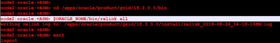 เชื่อมโยงโครงสร้างพื้นฐานกริด Oracle v18c อีกครั้งสำหรับคลัสเตอร์และไบนารีฐานข้อมูล 