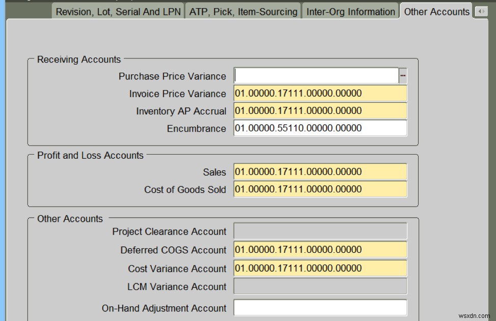 Oracle การบัญชี COGS แบบรอตัดบัญชี 