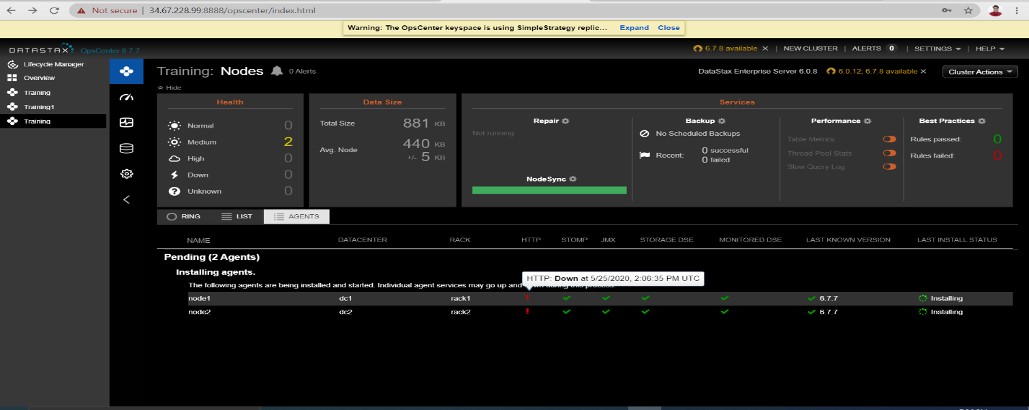 ตั้งค่า DataStax Enterprise OpsCenter 