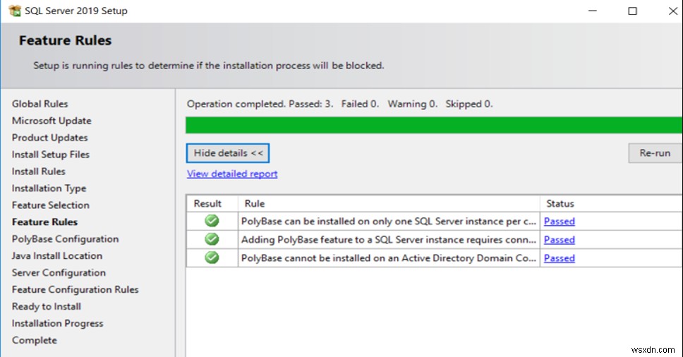 ปัญหาการตั้งค่า SQL PolyBase 