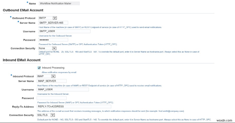 ใช้การกำหนดค่าเวิร์กโฟลว์ Java Mailer SSL 