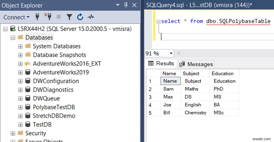 แพลตฟอร์มข้อมูลแบบรวมศูนย์และการจำลองเสมือนข้อมูลผ่าน PolyBase:ตอนที่สอง 