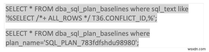 โปรไฟล์ Oracle SQL และเส้นฐาน 