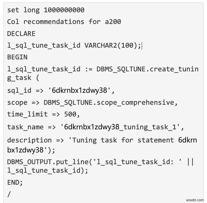 โปรไฟล์ Oracle SQL และเส้นฐาน 