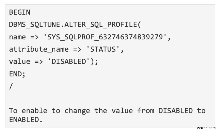 โปรไฟล์ Oracle SQL และเส้นฐาน 