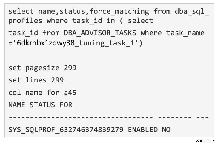 โปรไฟล์ Oracle SQL และเส้นฐาน 