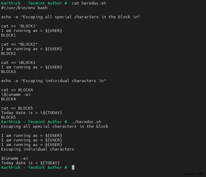 วิธีใช้ Heredoc ใน Shell Scripting 