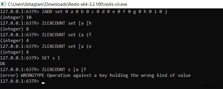 Redis ZLEXCOUNT – วิธีรับจำนวนองค์ประกอบในชุดที่จัดเรียงตามช่วงค่า 