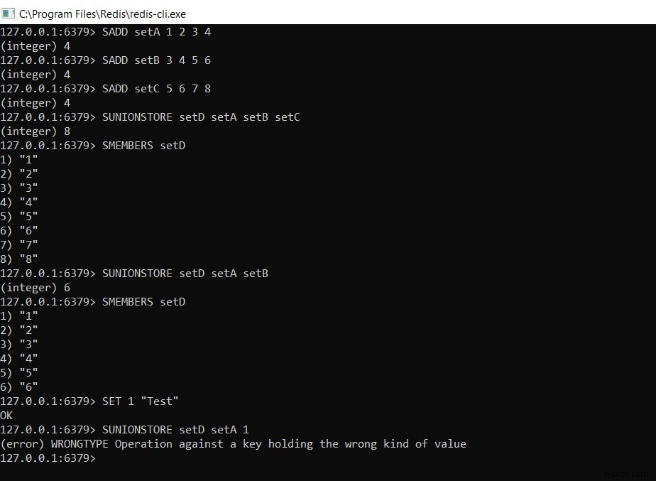 วิธีดำเนินการยูเนียนของค่าที่ตั้งไว้ – Redis SUNION | SUNIONSTORE 