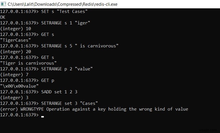 Redis SETRANGE – วิธีอัปเดตส่วนหนึ่งของค่าสตริงใน redis 