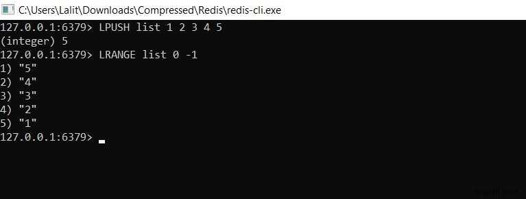 รายการ Redis – คำสั่งเพื่อจัดการค่ารายการใน redis datastore 