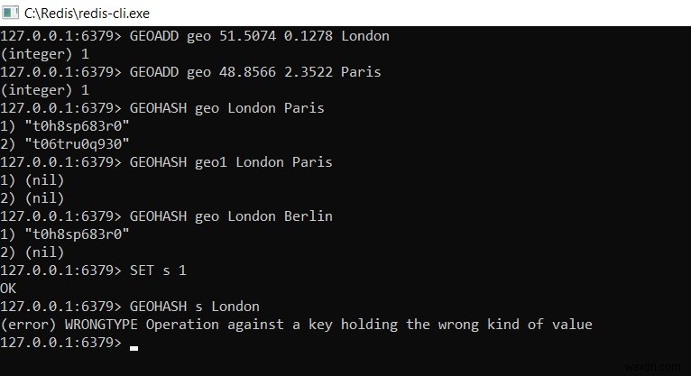 Redis GEOHASH – วิธีรับสตริง Geohash ของสมาชิกหลายคนของมูลค่าเชิงพื้นที่ 