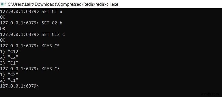 Redis KEYS – วิธีรับคีย์อย่างน้อยหนึ่งคีย์ที่เก็บไว้ใน redis datastore 
