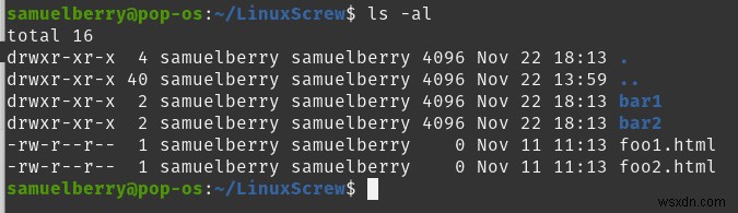 ls คำสั่งใน Linux เพื่อแสดงรายการไฟล์และไดเรกทอรี 