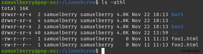 ls คำสั่งใน Linux เพื่อแสดงรายการไฟล์และไดเรกทอรี 
