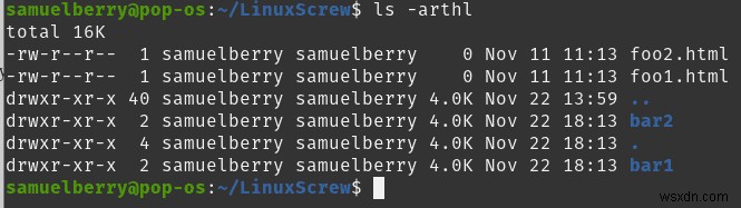 ls คำสั่งใน Linux เพื่อแสดงรายการไฟล์และไดเรกทอรี 