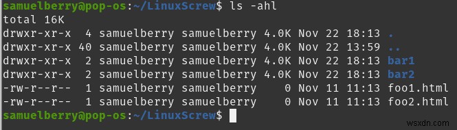 ls คำสั่งใน Linux เพื่อแสดงรายการไฟล์และไดเรกทอรี 