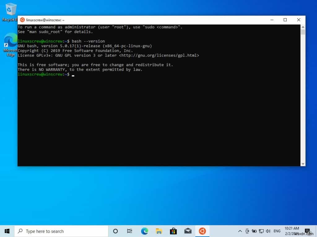 วิธีการติดตั้งและใช้ Bash (Linux Shell) บน Windows 10 [บทช่วยสอน] 