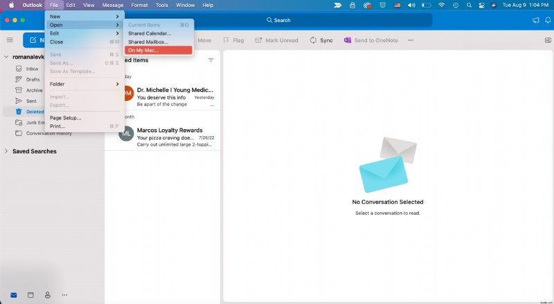 วิธีการกู้คืนรายการที่ถูกลบใน Outlook สำหรับ Mac