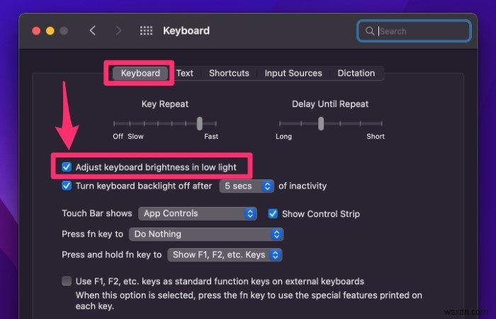 วิธีเปิดไฟแป้นพิมพ์บน MacBook Pro