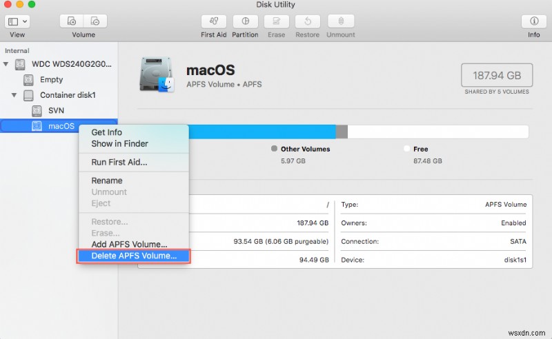 วิธีการลบพาร์ติชัน APFS คอนเทนเนอร์ ปริมาณบน Mac โดยไม่สูญเสียข้อมูล?