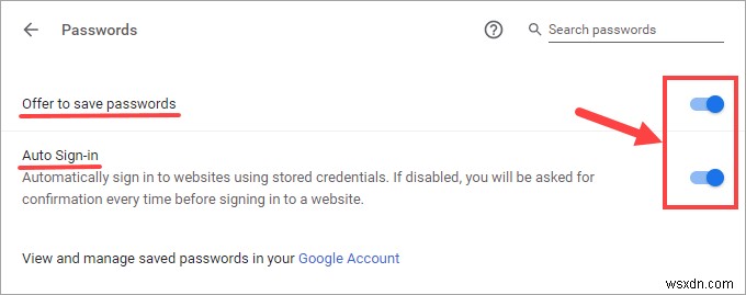 วิธีแก้ไข Chrome ไม่บันทึกปัญหารหัสผ่าน