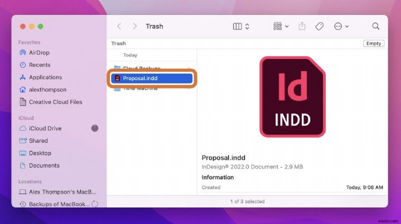 วิธีการกู้คืนไฟล์ InDesign ที่ไม่ได้บันทึก/ลบบน Mac 