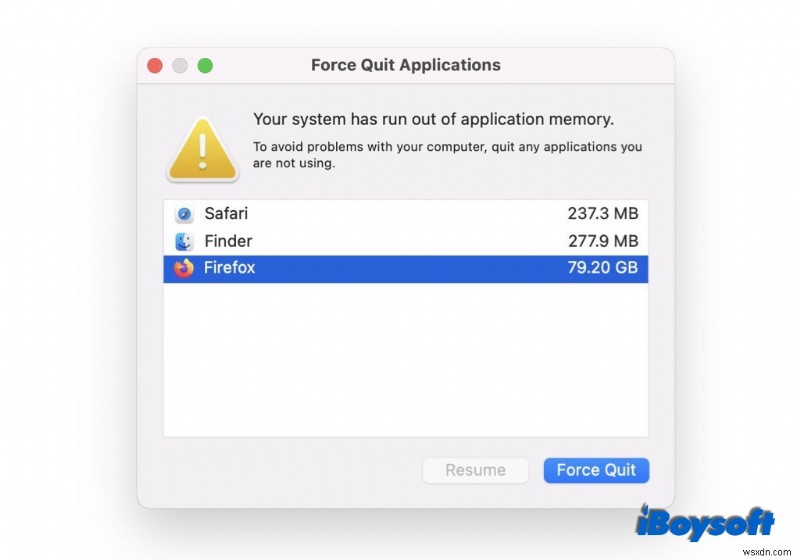 [แก้ไขแล้ว]ระบบของคุณมีข้อผิดพลาดหน่วยความจำแอปพลิเคชันหมดใน Mac