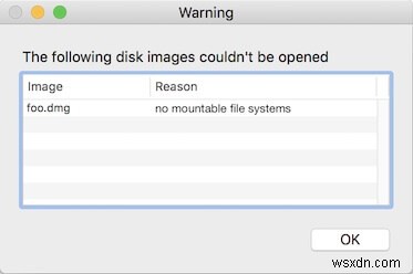 แก้ไขข้อผิดพลาดไม่มีระบบไฟล์ที่เมาท์ได้บน Mac